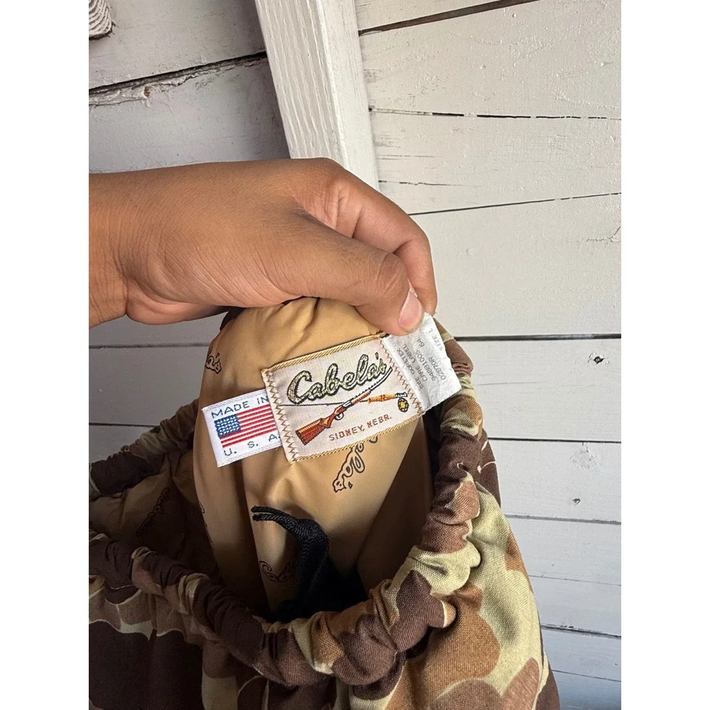 Vintage Cabelas Duck Camo Hunting Pants Mens Large Made in USA Brown Camouflage